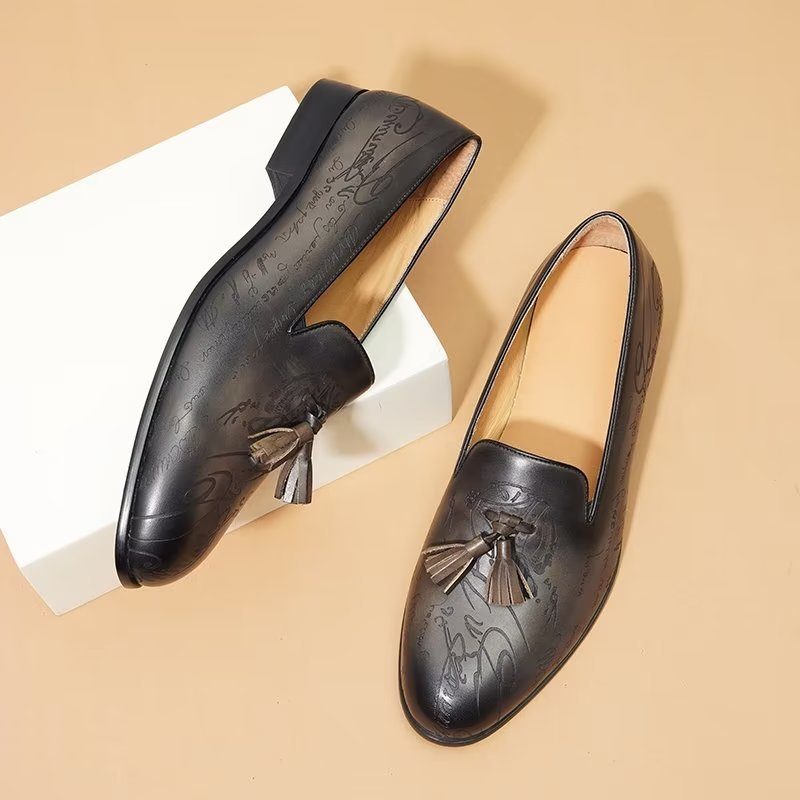 Formell Skor För Män Påkostade Läder Slip On Brogue Dress - Grå