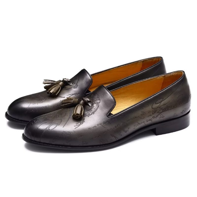 Formell Skor För Män Påkostade Läder Slip On Brogue Dress - Grå