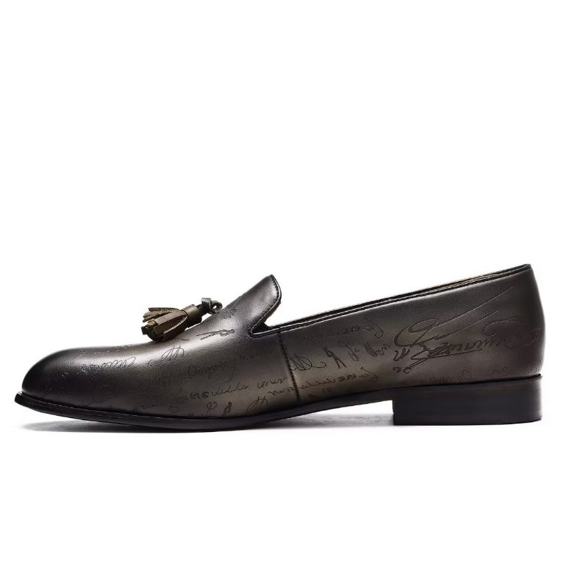 Formell Skor För Män Påkostade Läder Slip On Brogue Dress - Grå