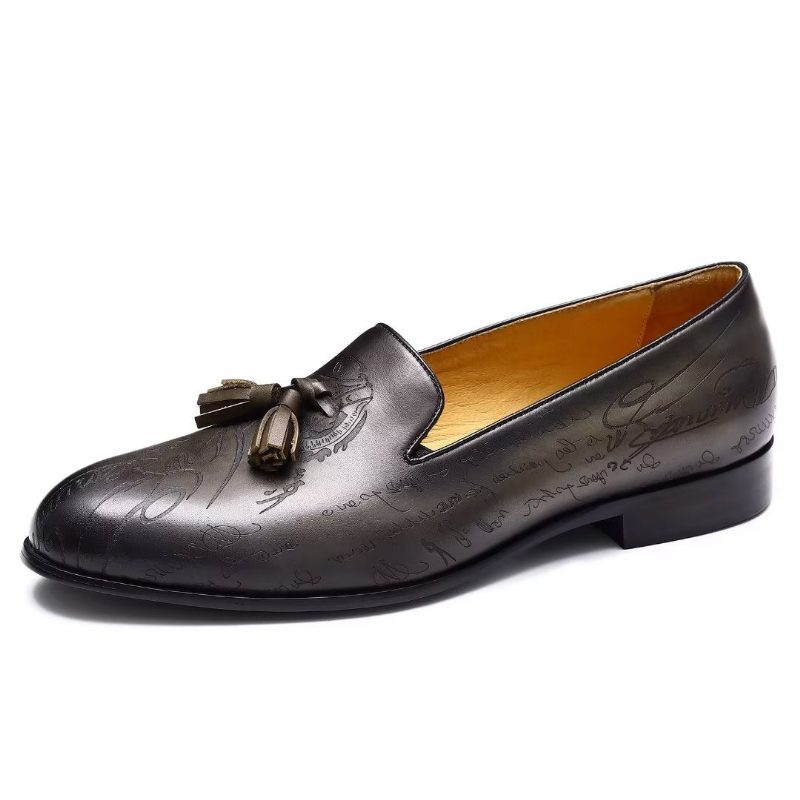 Formell Skor För Män Påkostade Läder Slip On Brogue Dress - Grå