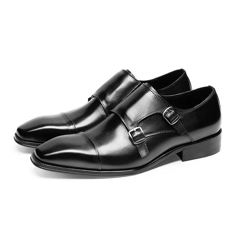 Formell Skor För Män Slip-on Monkstraps I Raffinerat Läder - Svart