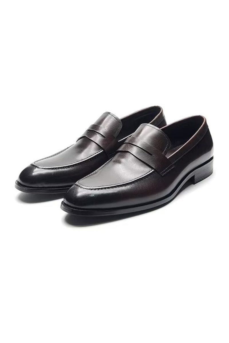 Formell Skor För Män Snygga Slip-on Cow Leather Elegance - Kaffe