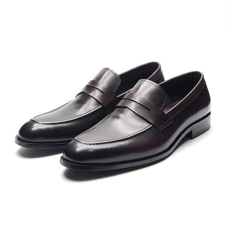 Formell Skor För Män Snygga Slip-on Cow Leather Elegance - Kaffe