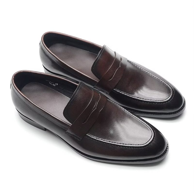 Formell Skor För Män Snygga Slip-on Cow Leather Elegance - Kaffe