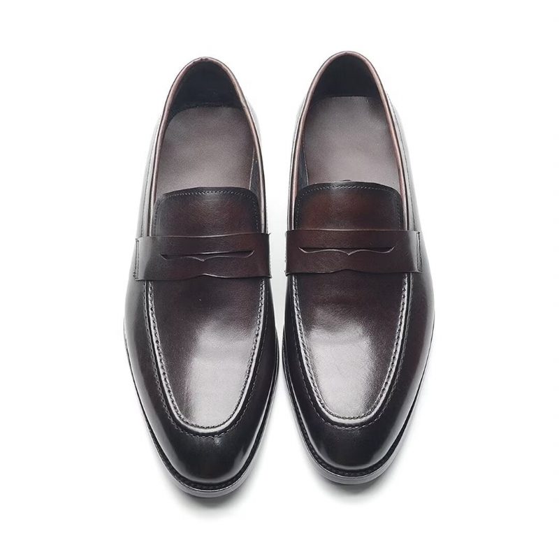 Formell Skor För Män Snygga Slip-on Cow Leather Elegance - Kaffe