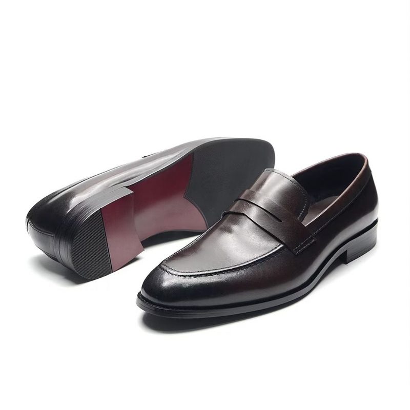 Formell Skor För Män Snygga Slip-on Cow Leather Elegance - Kaffe