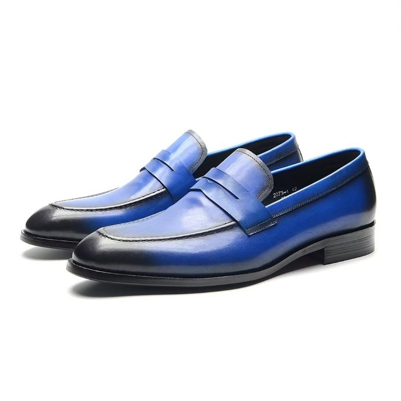 Formell Skor För Män Snygga Slip-on Cow Leather Elegance - Blå