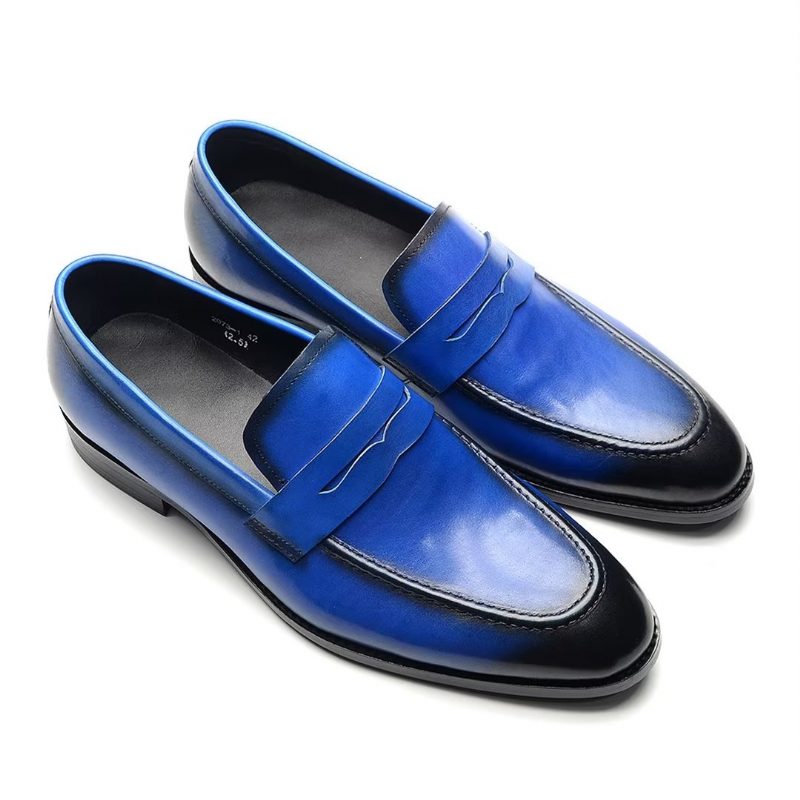 Formell Skor För Män Snygga Slip-on Cow Leather Elegance - Blå