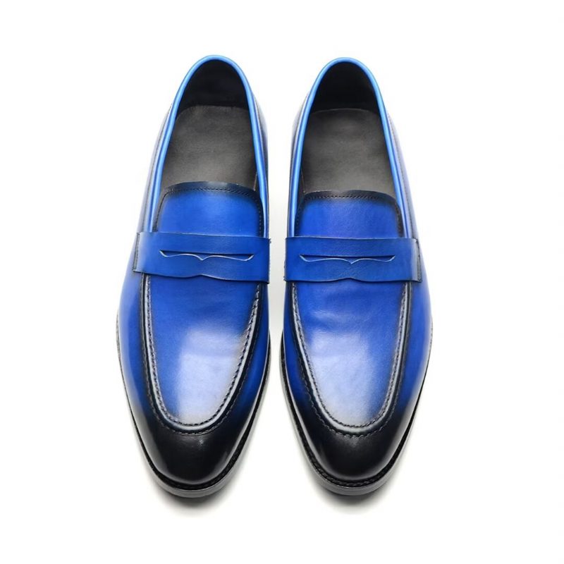 Formell Skor För Män Snygga Slip-on Cow Leather Elegance - Blå