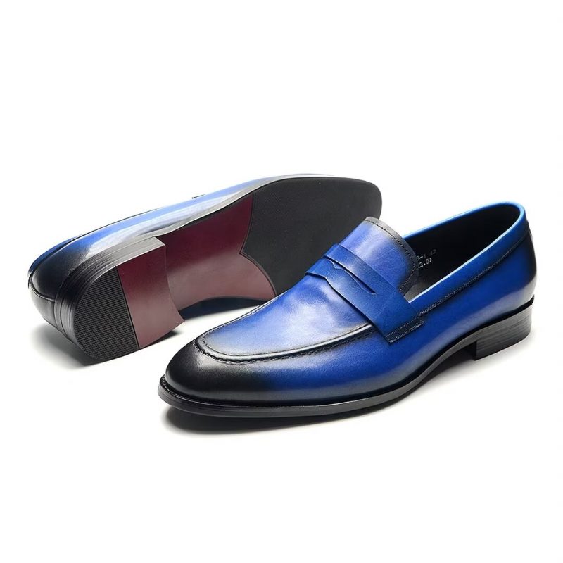 Formell Skor För Män Snygga Slip-on Cow Leather Elegance - Blå