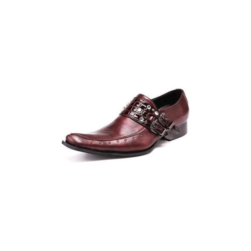 Formell Skor För Män Square Toe Oxford - Burgundy