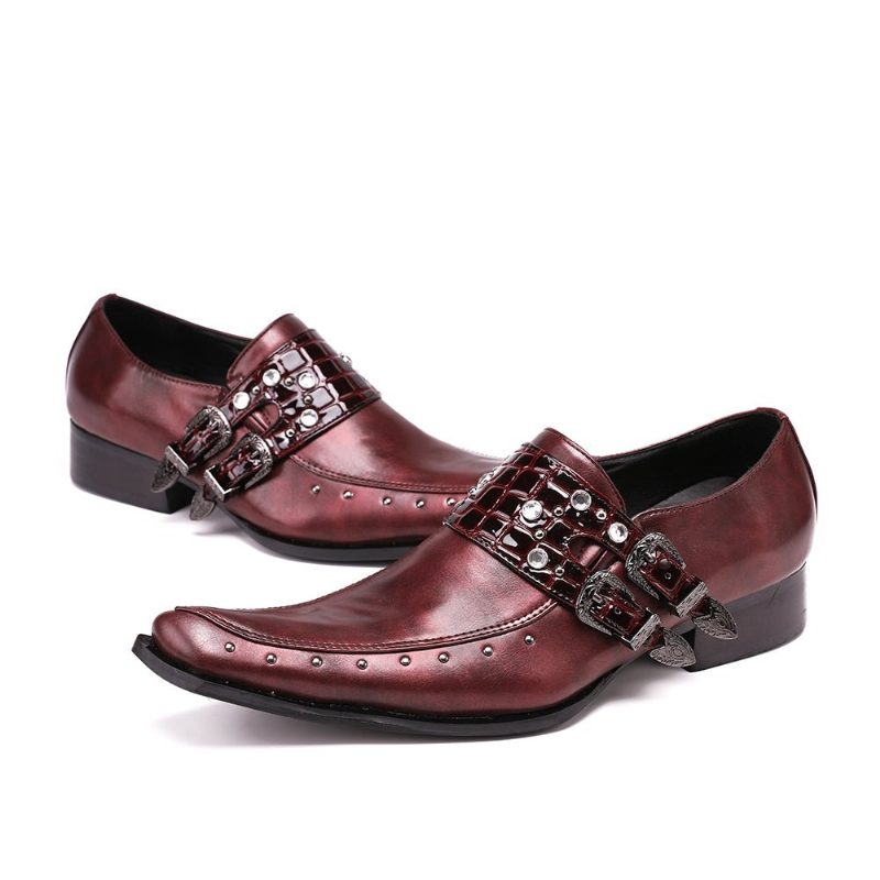 Formell Skor För Män Square Toe Oxford - Burgundy