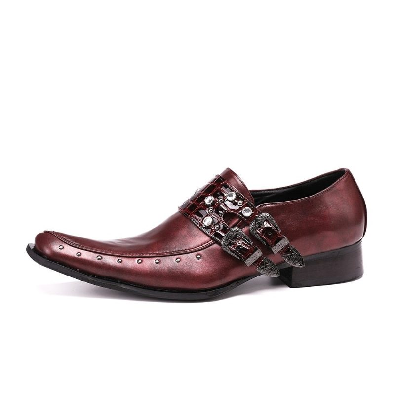 Formell Skor För Män Square Toe Oxford - Burgundy