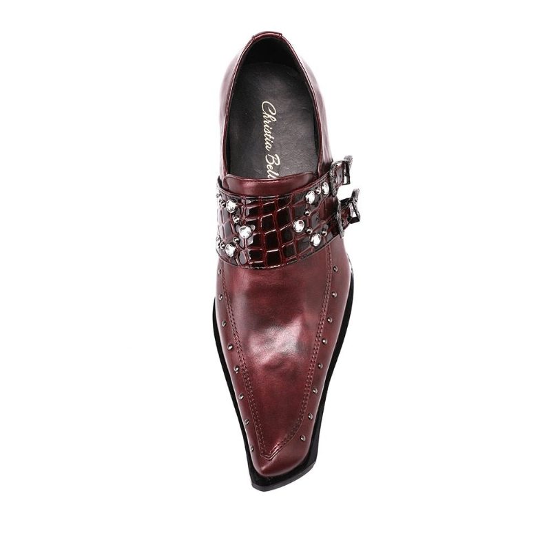 Formell Skor För Män Square Toe Oxford - Burgundy