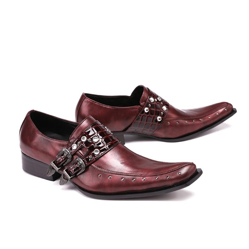 Formell Skor För Män Square Toe Oxford - Burgundy