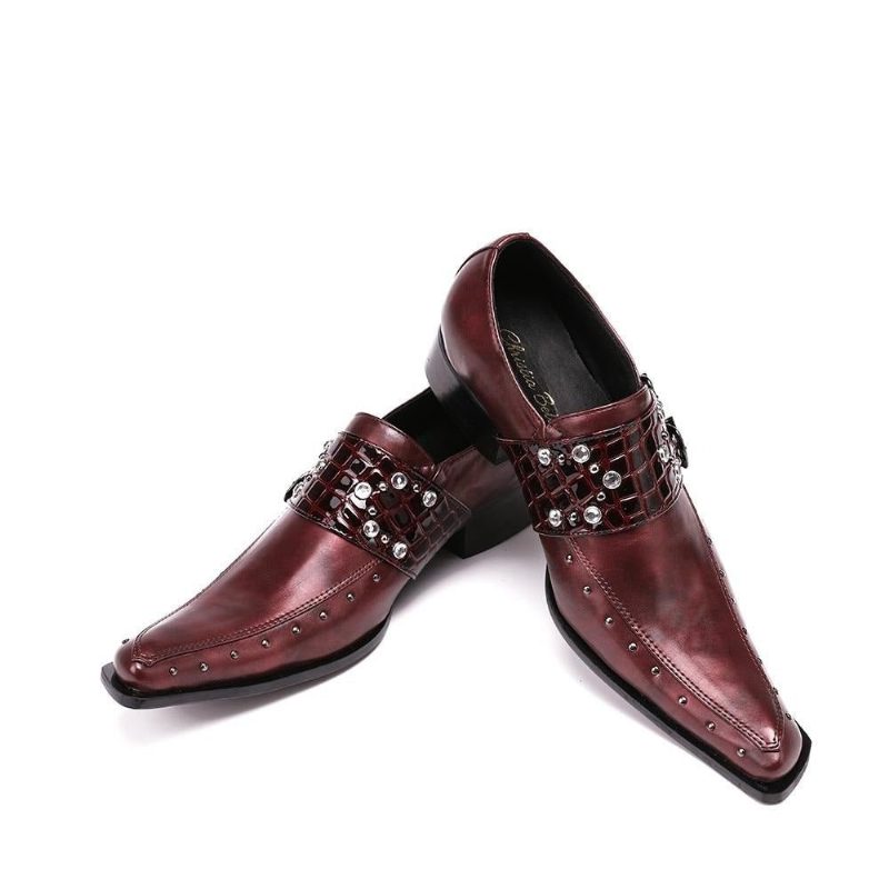 Formell Skor För Män Square Toe Oxford - Burgundy