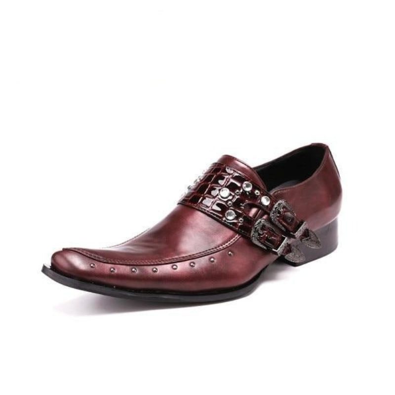 Formell Skor För Män Square Toe Oxford - Burgundy