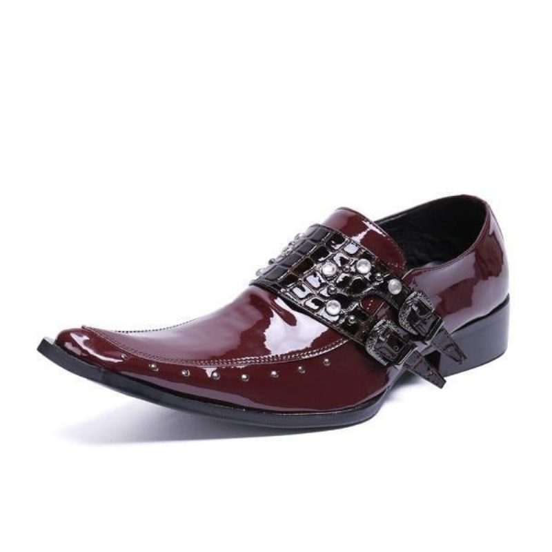 Formell Skor För Män Square Toe Oxford - Burgundy Gloss