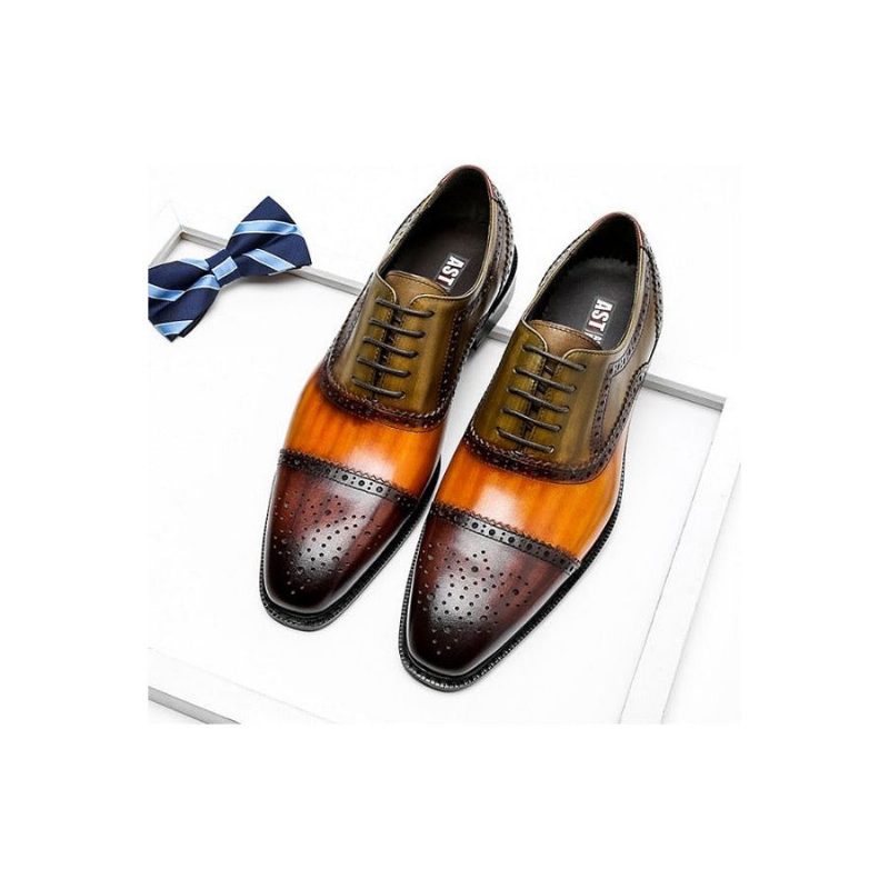 Formell Skor För Män Wingtip Läder Spets Oxfords - Orange