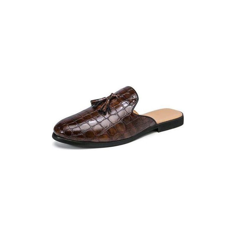 Formell Skor Herr Chic Bekväma Krokodilmönster Slip-on Mules - Kaffe