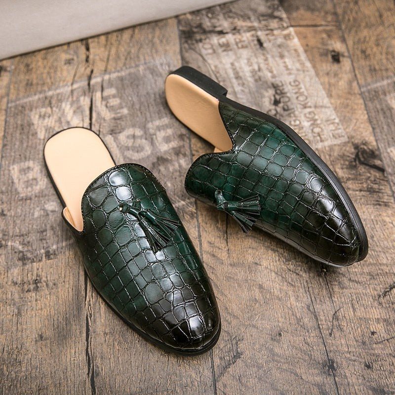 Formell Skor Herr Chic Bekväma Krokodilmönster Slip-on Mules - Grön