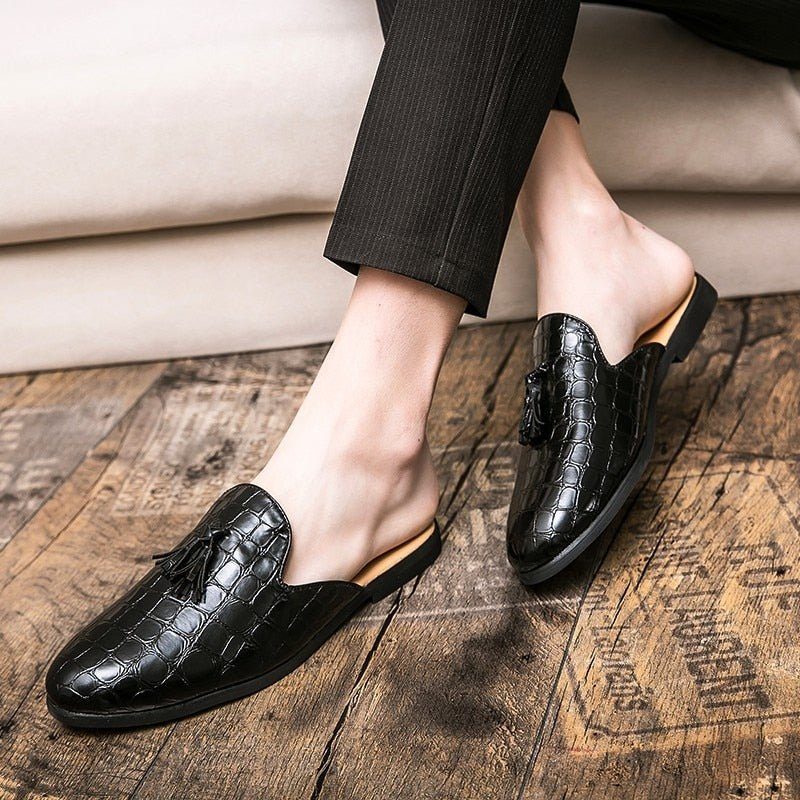 Formell Skor Herr Chic Bekväma Krokodilmönster Slip-on Mules - Svart