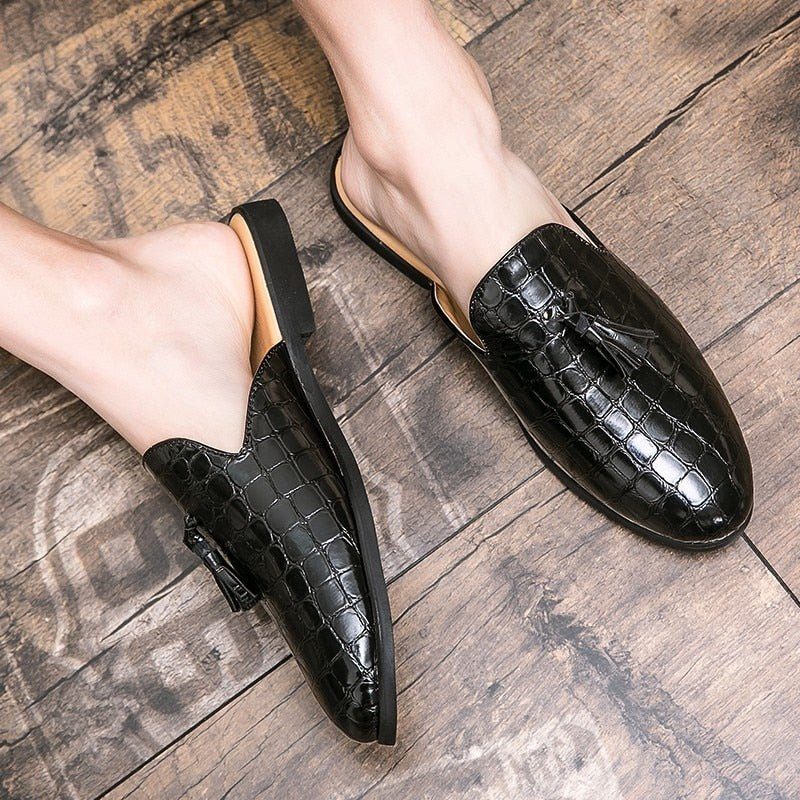 Formell Skor Herr Chic Bekväma Krokodilmönster Slip-on Mules - Svart