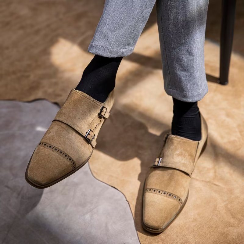 Formell Skor Herr Chic Spänne Stängning Monkstraps Klänning - Beige