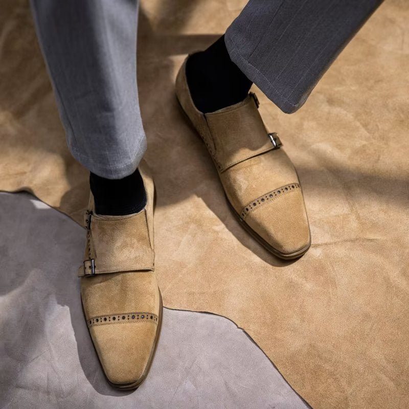 Formell Skor Herr Chic Spänne Stängning Monkstraps Klänning - Beige