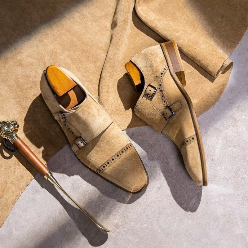 Formell Skor Herr Chic Spänne Stängning Monkstraps Klänning - Beige