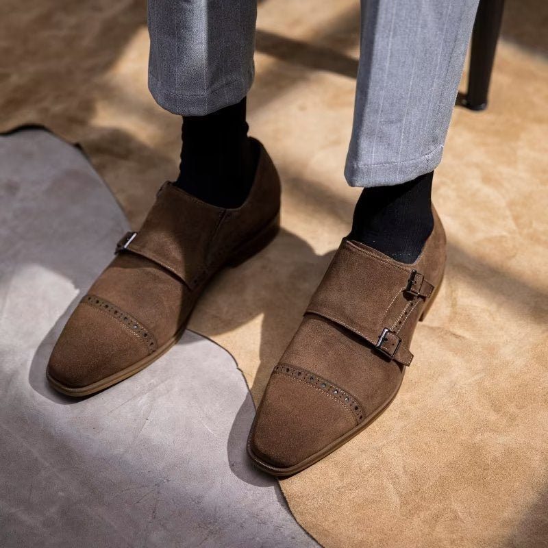 Formell Skor Herr Chic Spänne Stängning Monkstraps Klänning - Brun