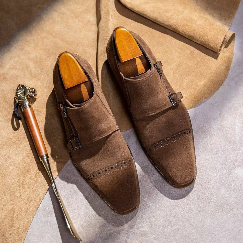 Formell Skor Herr Chic Spänne Stängning Monkstraps Klänning - Brun