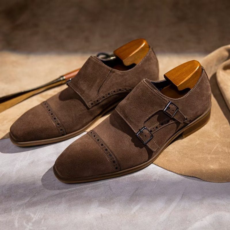 Formell Skor Herr Chic Spänne Stängning Monkstraps Klänning - Brun