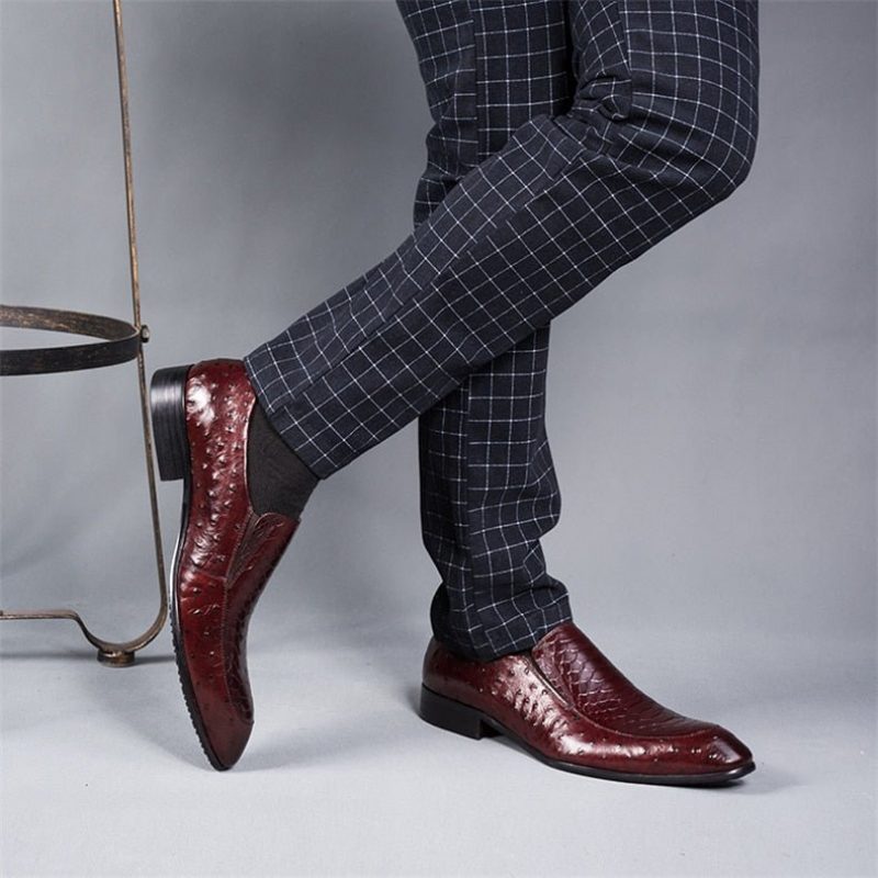 Formell Skor Herr Croc Texture Läder Slip-on Oxford Brogues - Rött