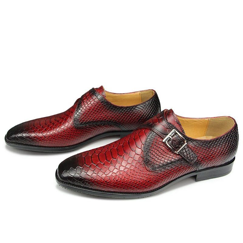 Formell Skor Herr Crocodile Textured Pointed Toe Monkstrap Klänning