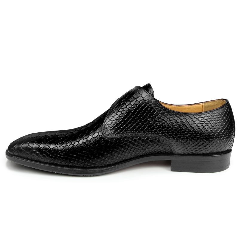 Formell Skor Herr Crocodile Textured Pointed Toe Monkstrap Klänning - Svart