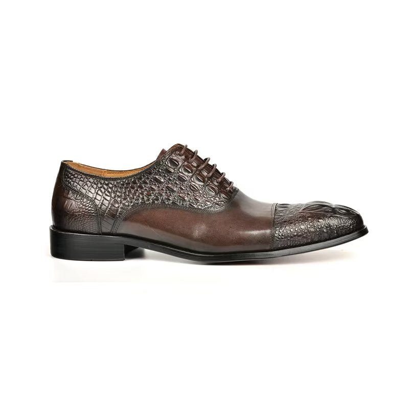 Formell Skor Herr Elegance Crocodile Texture Oxford Klänning - Kaffe