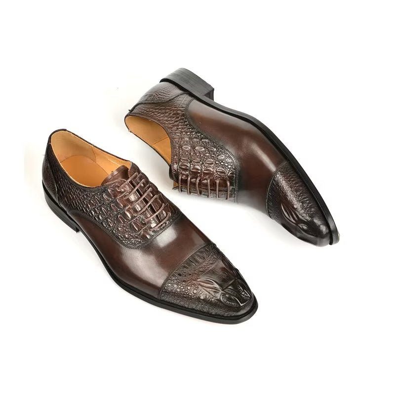 Formell Skor Herr Elegance Crocodile Texture Oxford Klänning - Kaffe