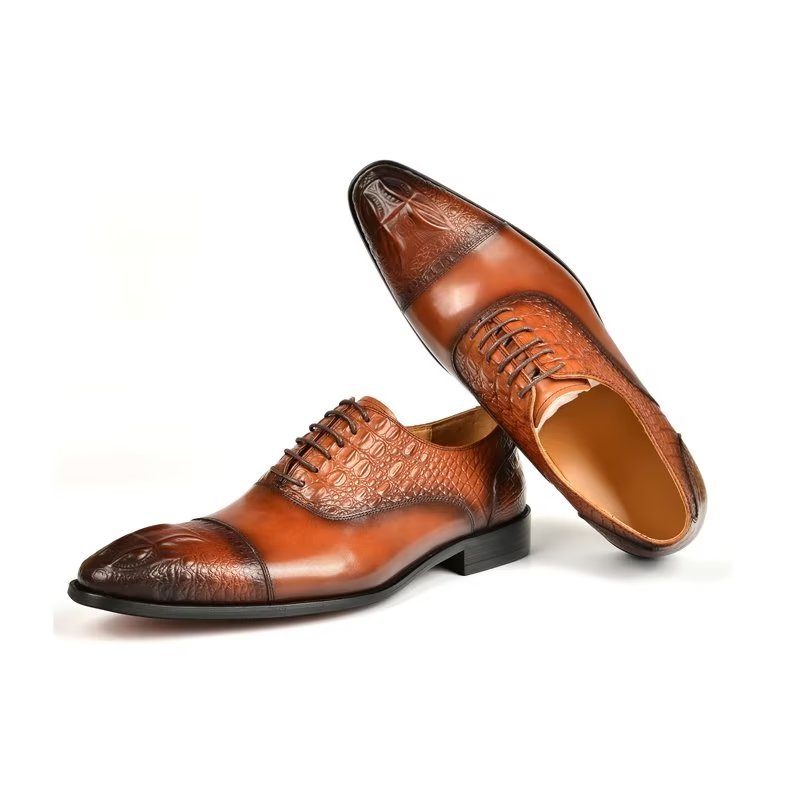 Formell Skor Herr Elegance Crocodile Texture Oxford Klänning - Brun