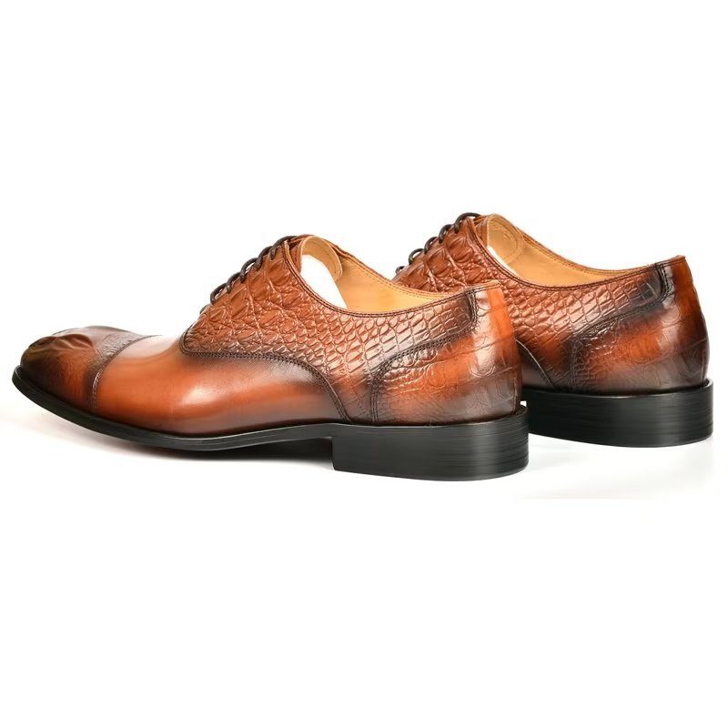 Formell Skor Herr Elegance Crocodile Texture Oxford Klänning - Brun