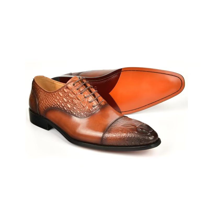 Formell Skor Herr Elegance Crocodile Texture Oxford Klänning - Brun