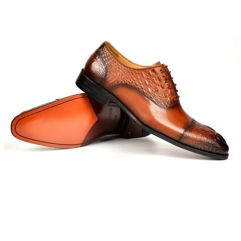 Formell Skor Herr Elegance Crocodile Texture Oxford Klänning - Brun