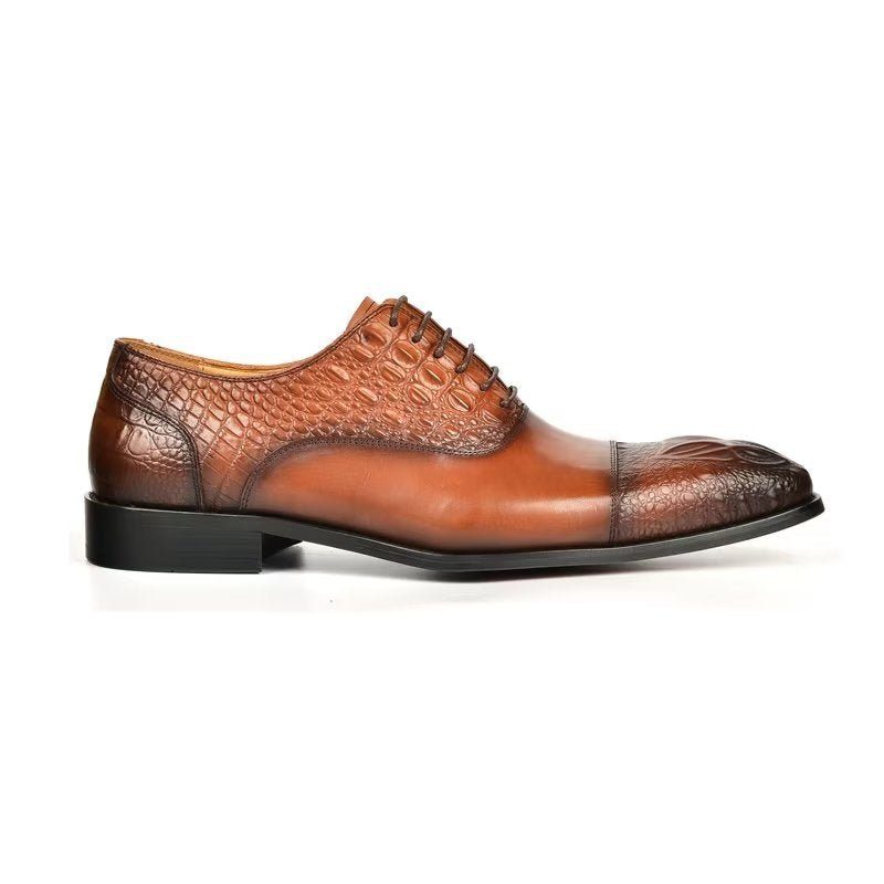 Formell Skor Herr Elegance Crocodile Texture Oxford Klänning - Brun