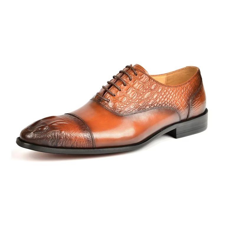 Formell Skor Herr Elegance Crocodile Texture Oxford Klänning - Brun