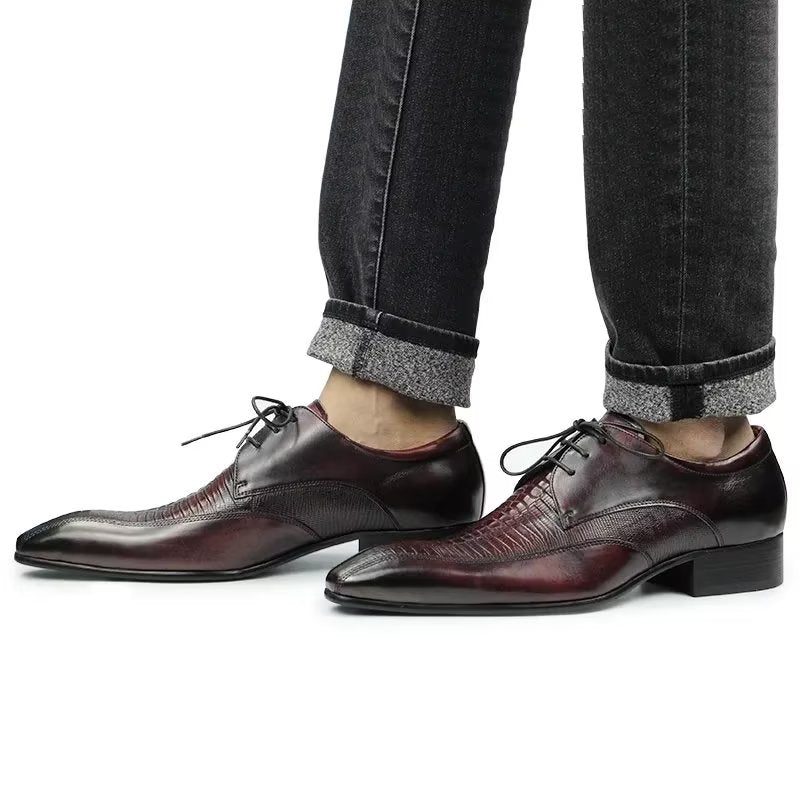 Formell Skor Herr Elegant Krokodilläder Lyx Brogue Oxford - Rött