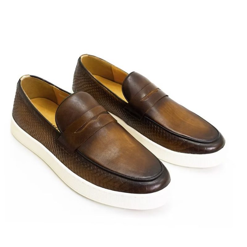 Formell Skor Herr Elegant Läderplattform Slip On Brogue-skor - Brun