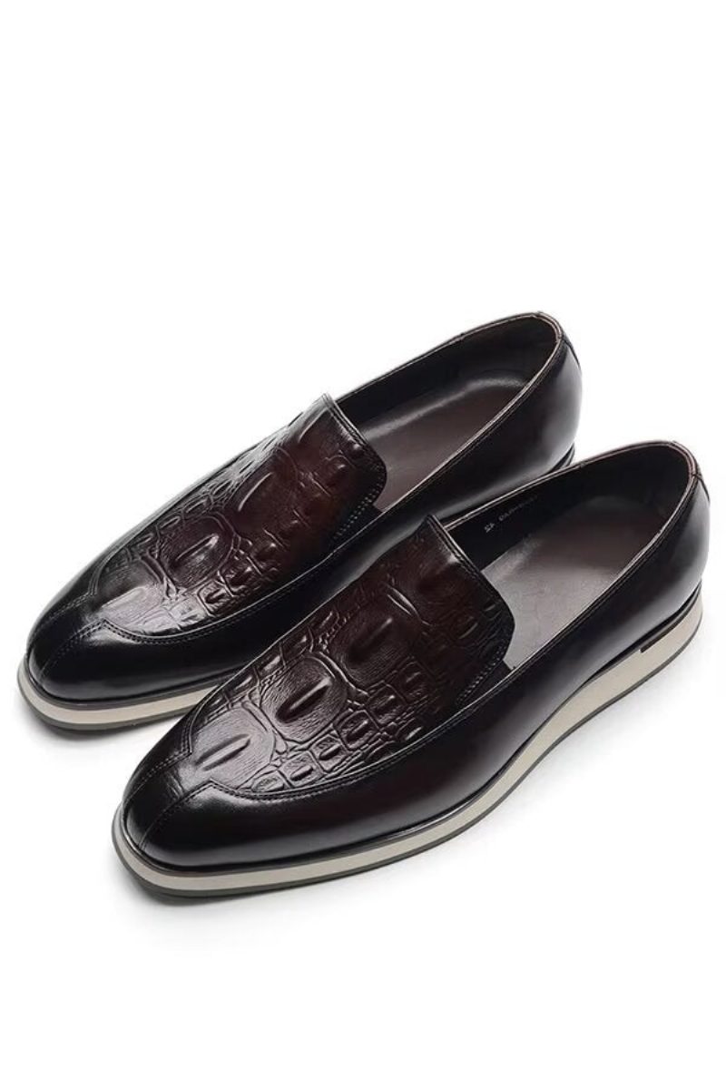 Formell Skor Herr Elegant Slip-on Läderklänning Essentials - Kaffe