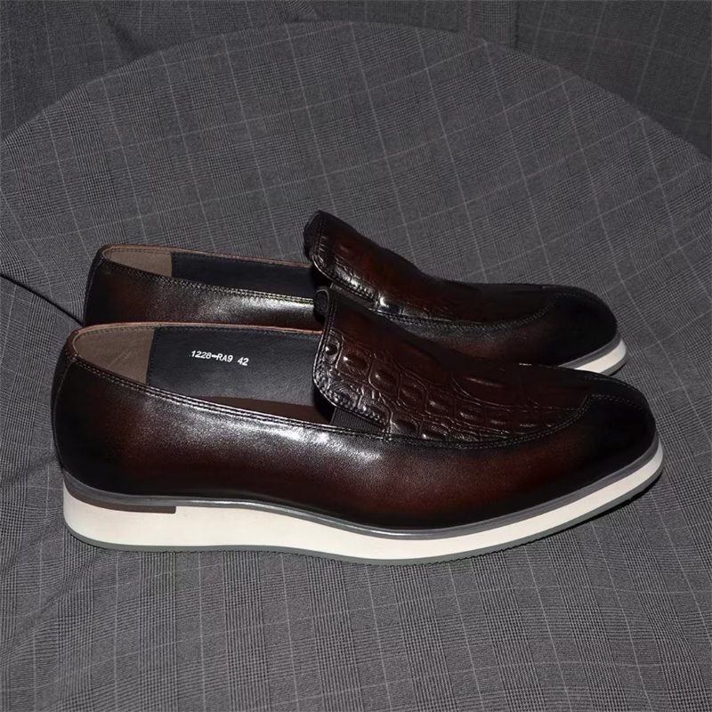 Formell Skor Herr Elegant Slip-on Läderklänning Essentials - Kaffe