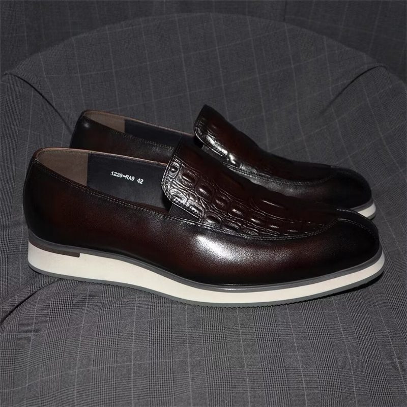 Formell Skor Herr Elegant Slip-on Läderklänning Essentials - Kaffe