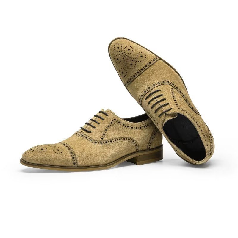 Formell Skor Herr Elegant Textur Snörningsklänning Brogues - Beige